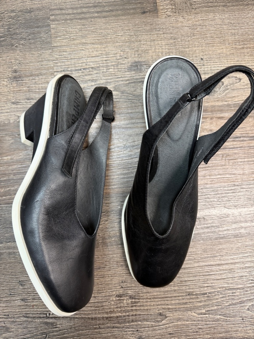 Camper Black Leather Brooke Napier Slingback Pump Heels Shoe Size EURO 37/US 7
